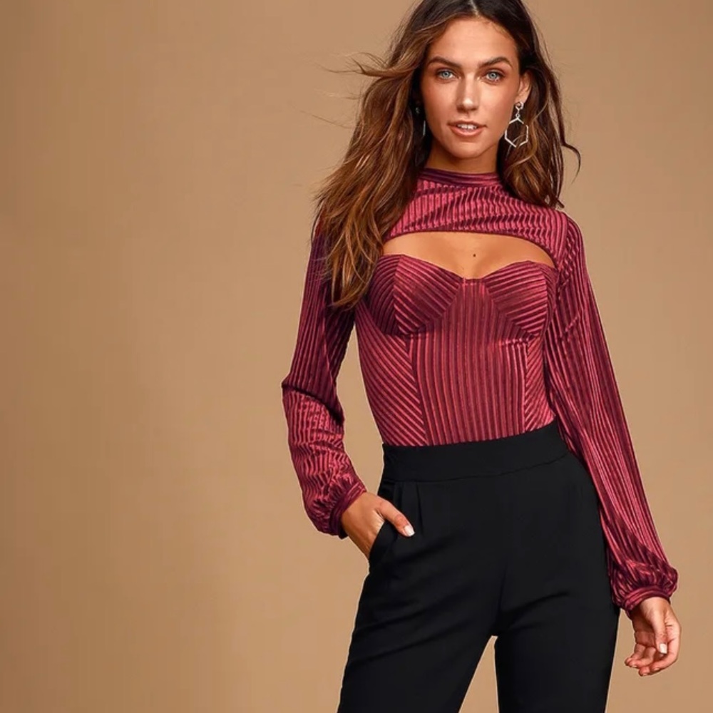 Lulus Velvet Cutout Bustier Bodysuit
